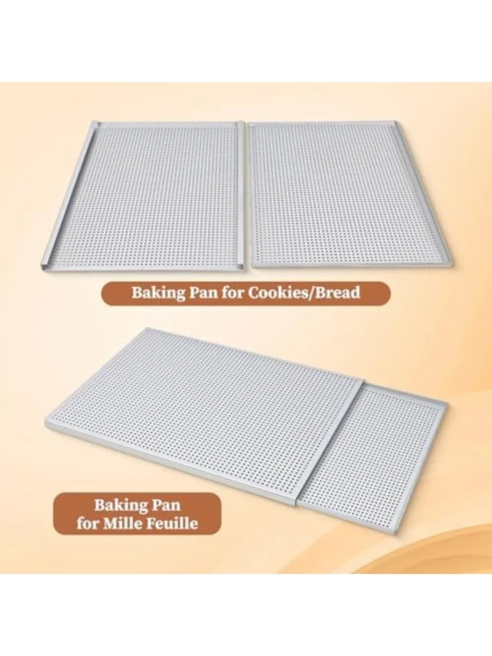 Two-Layer Perforated Baking Pan for Puff Pastry & Cookies - Aluminum Oven Tray